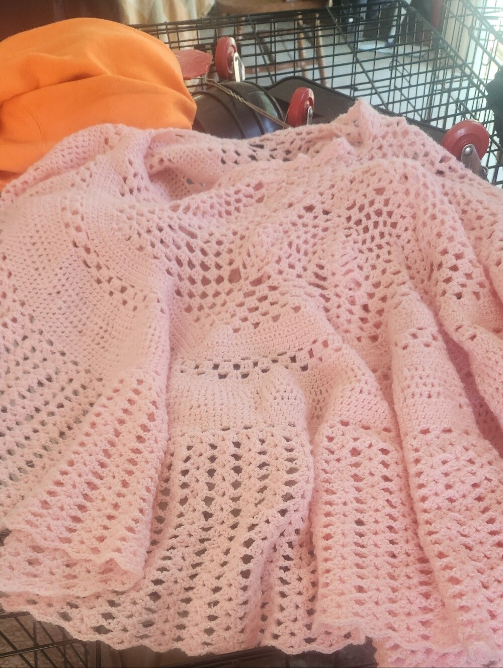Kids Pink Crochet Pancho